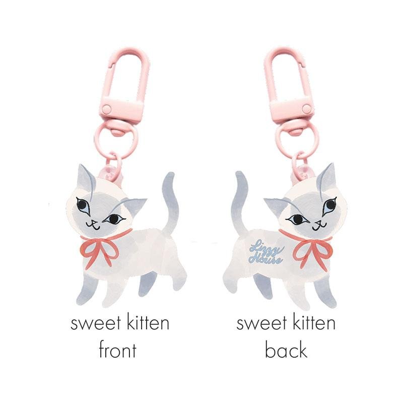 Sweet Kitten Zipper Glitter Charm by Lizzy House - Lizzy House from Fort Worth Fabric Studio