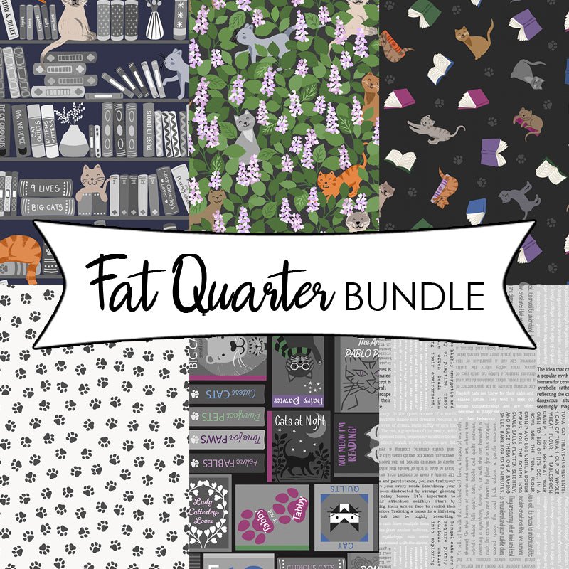 The Purrfect Book Club Fat Quarter Bundle - Lewis & Irene from Fort Worth Fabric Studio