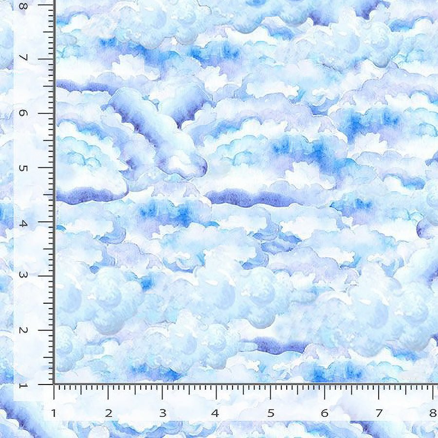 Timeless Treasures Owl Always Love You Packed Clouds Sky 1 Yard Cut by Timeless Treasures