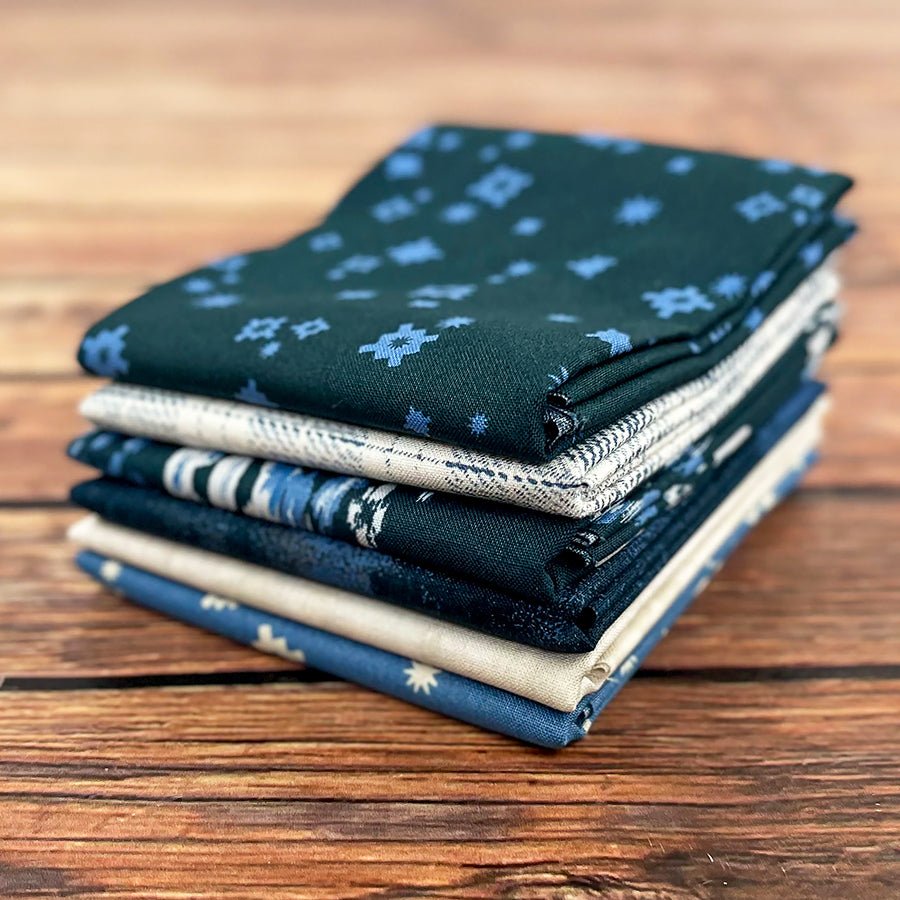 West Texas Indigo – FWFS Exclusive 6 Piece Fat Quarter Bundle by Fort Worth Fabric Studio