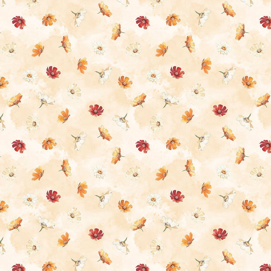 Wilmington Harvest Blooms Flowers Toss Cream 1 Yard Cut by Wilmington Prints