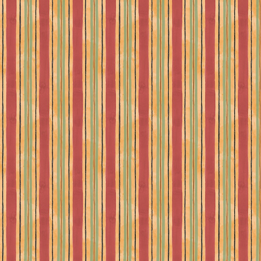 Wilmington Harvest Blooms Stripes Orange 1 Yard Cut - Wilmington Prints from Fort Worth Fabric Studio