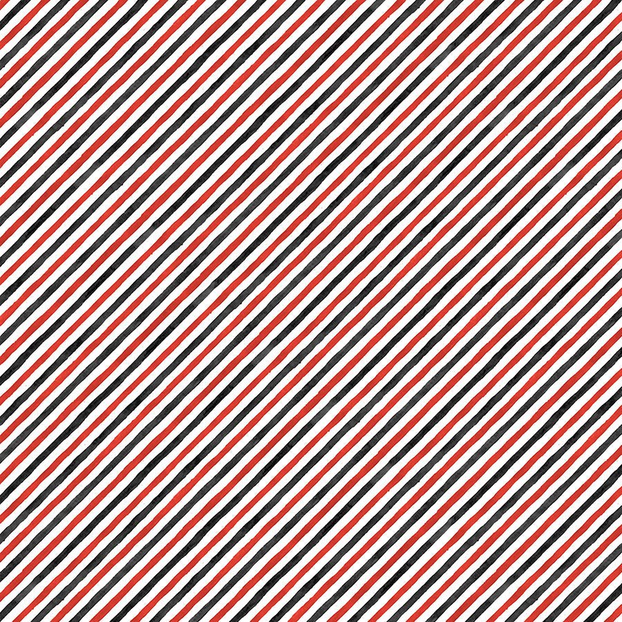 Wilmington Merry Gnome - ments Diagonal Stripe Black 1 Yard Cut by Wilmington Prints