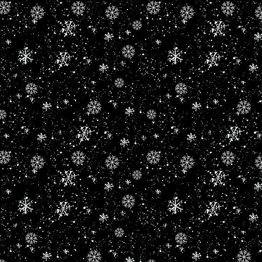 Wilmington Merry Gnome - ments Snowfall All Over Black 1 Yard Cut by Wilmington Prints