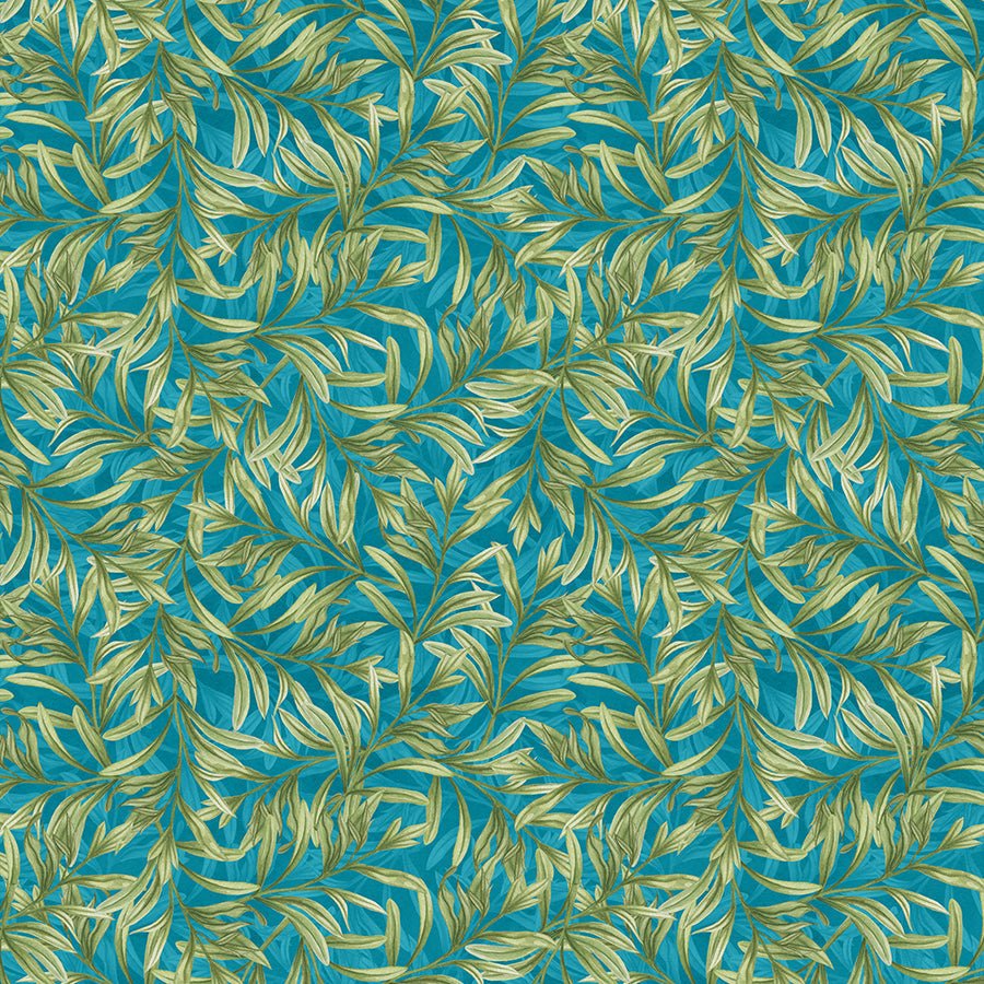 Wilmington Midnight Garden Leaves All Over Teal 1 Yard Cut by Wilmington Prints