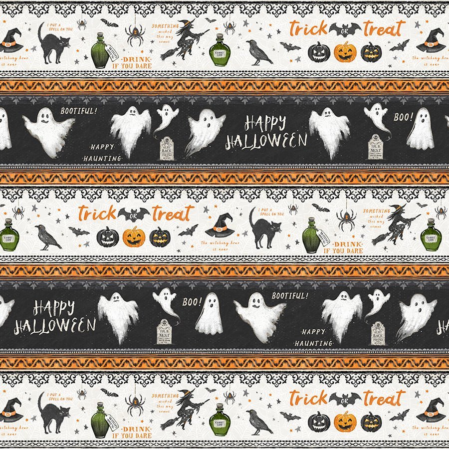 Wilmington Midnight Hauntings Repeating Stripe Multi 1 Yard Cut by Wilmington Prints