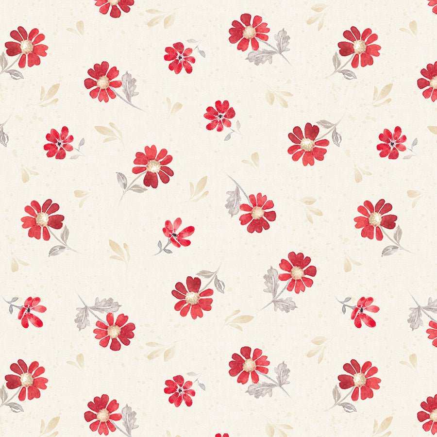 Wilmington Scarlet Dreams Medium Floral Toss Cream 1 Yard Cut by Wilmington Prints