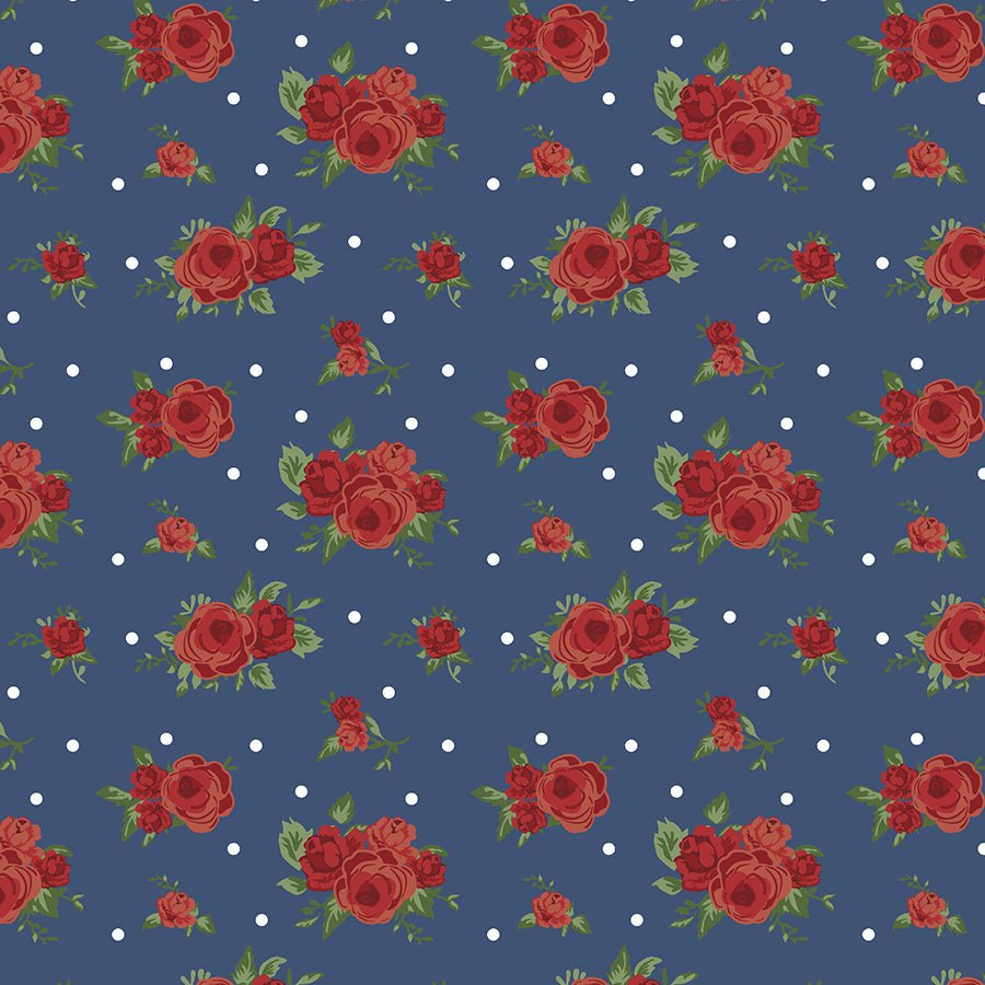 Wilmington Summertime Daydream Bouquets All Over Navy 1 Yard Cut by Wilmington Prints