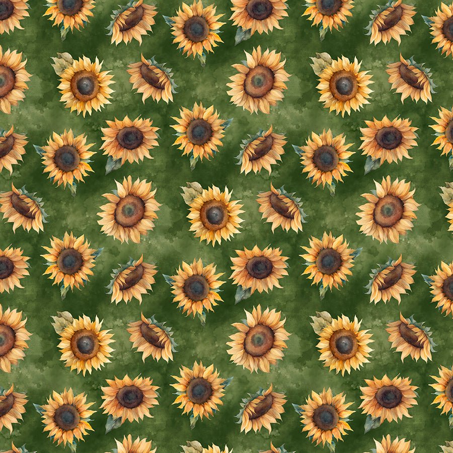 Wilmington Sunkissed Sunflower Toss Green 1 Yard Cut by Wilmington Prints