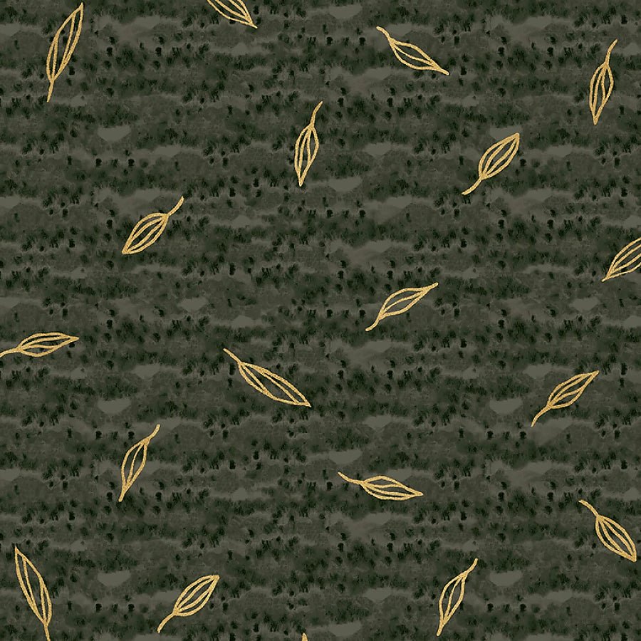Windham Flora & Form Sprig Phthalo Green Metallic 1 Yard Cut by Windham