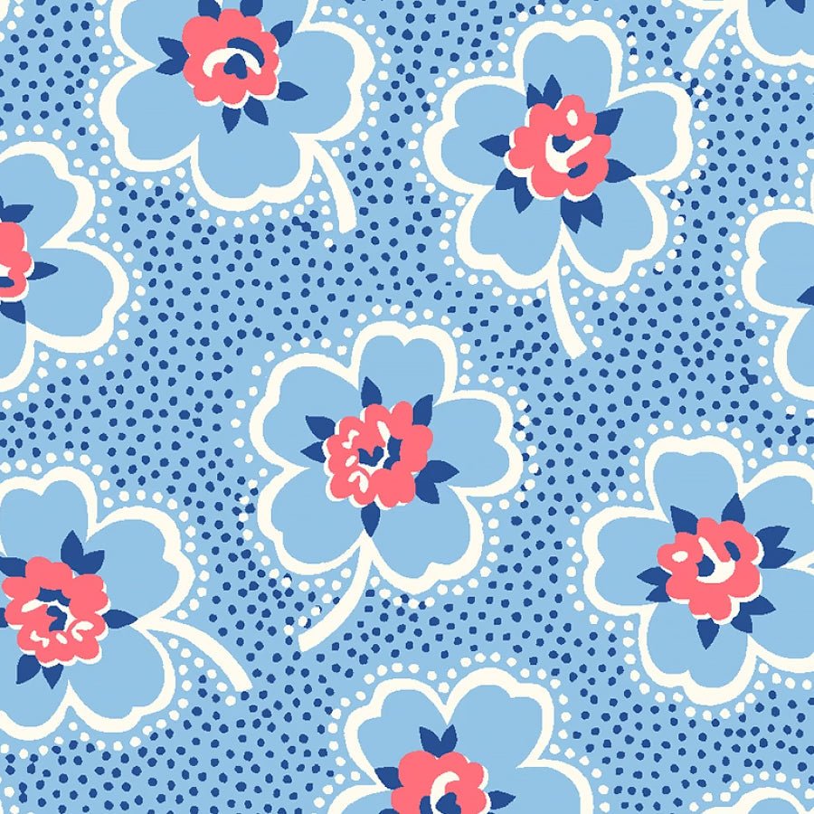Windham Merry Go Round Dotted Florals Blue 1 Yard Cut by Windham