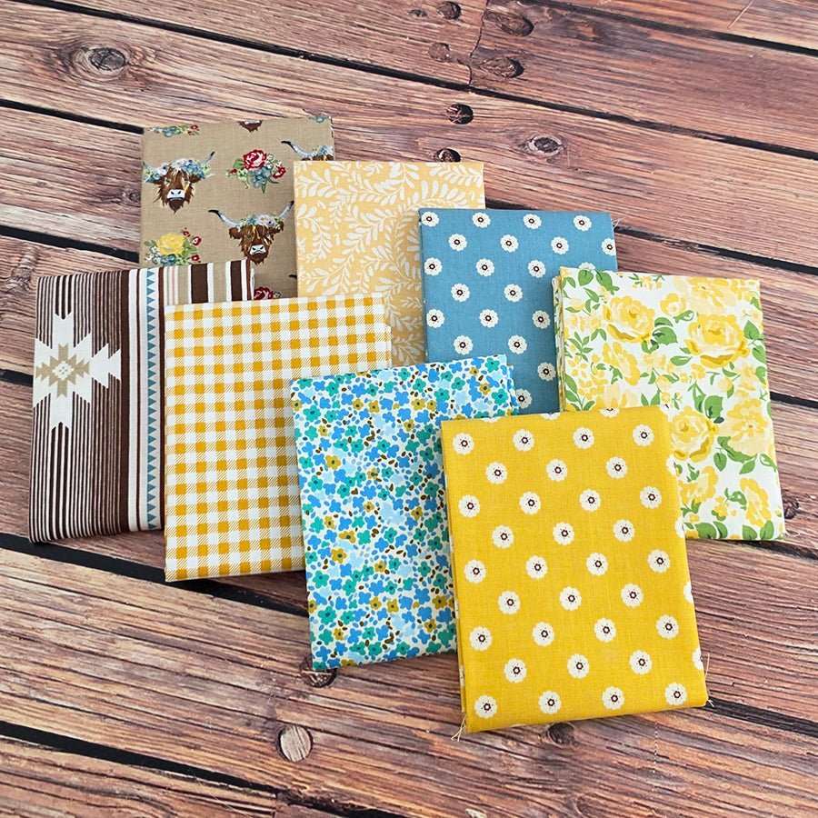 Yellow Rose Cowgirl – FWFS Exclusive 8 Piece Fat Quarter Bundle by Fort Worth Fabric Studio