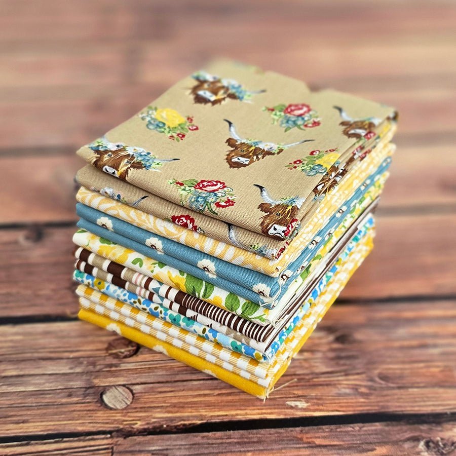Yellow Rose Cowgirl – FWFS Exclusive 8 Piece Fat Quarter Bundle by Fort Worth Fabric Studio